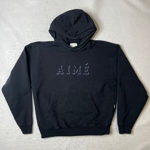 Aime Leon Dore Mens Logo Hoodie Black Large Cotton Pullover Sweatshirt Canada